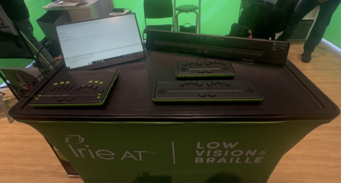 Refreshable braille displays in the Irie-AT booth at the 2024 ATIA conference